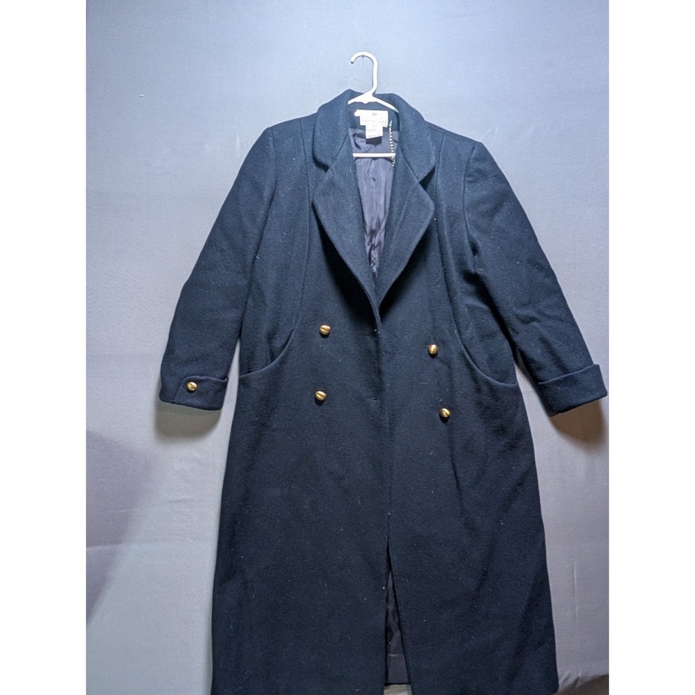 Worthington Essentials Trench Coat Women's 12 Black Lined Wool Blend Notch Lapel